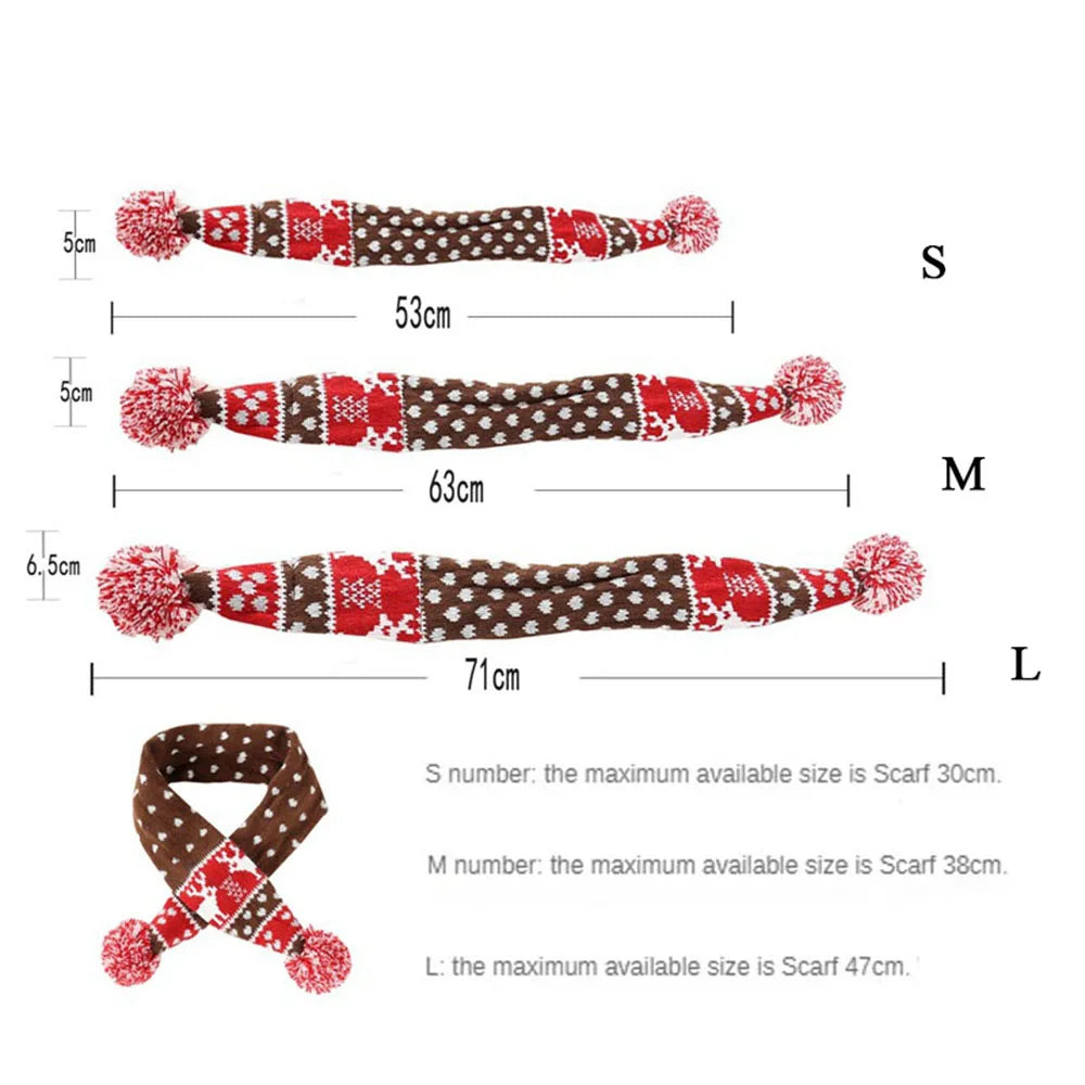 Knitted Christmas Dog Scarf with Elk Design