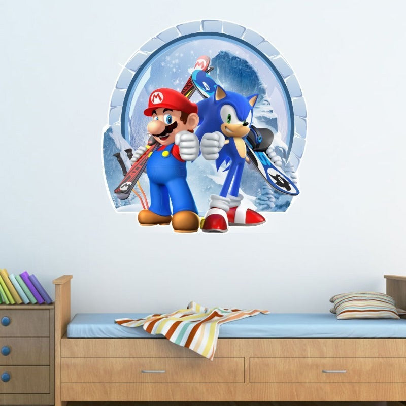 Sonic Mario Cartoon Wall Stickers for Kids' Rooms