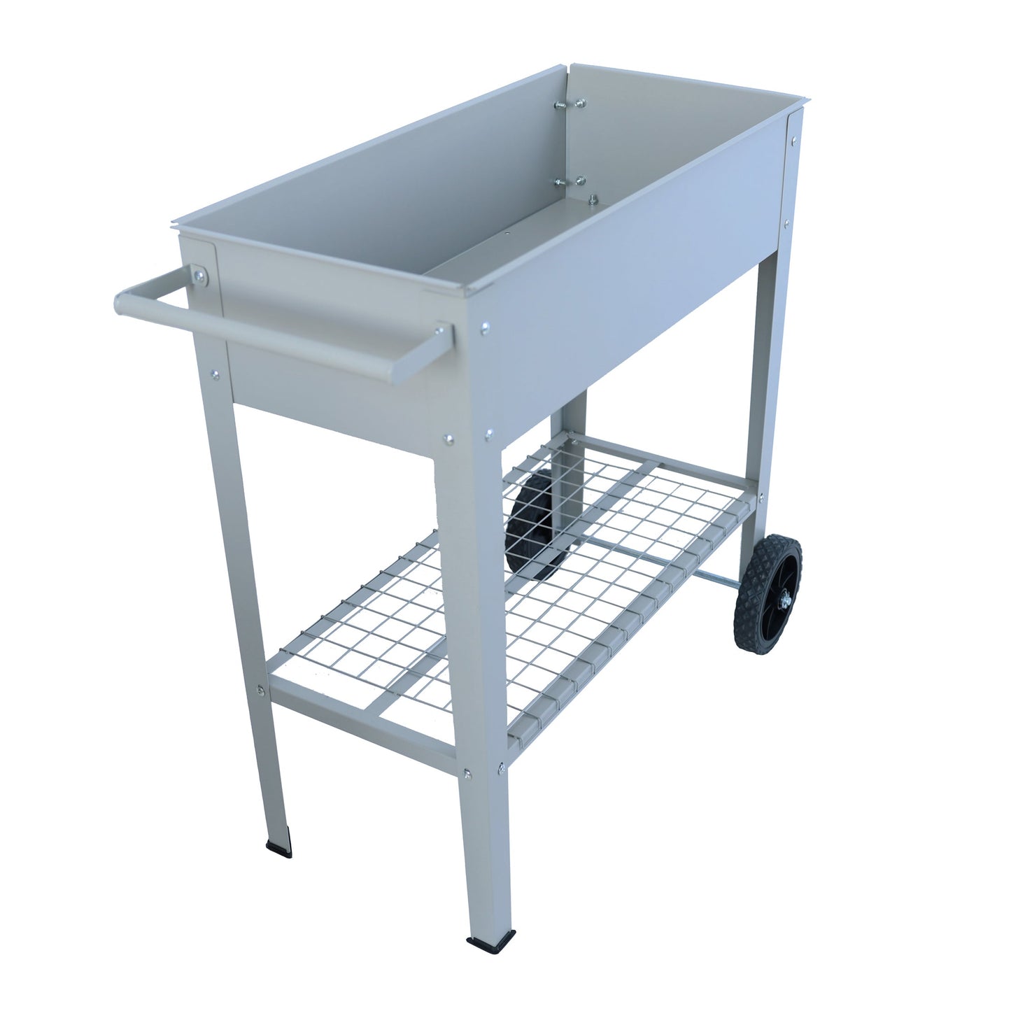 Aveyas mobile metal elevated garden bed cart, with legs, elevated flowerpot box with wheels (gray) - Korvel
