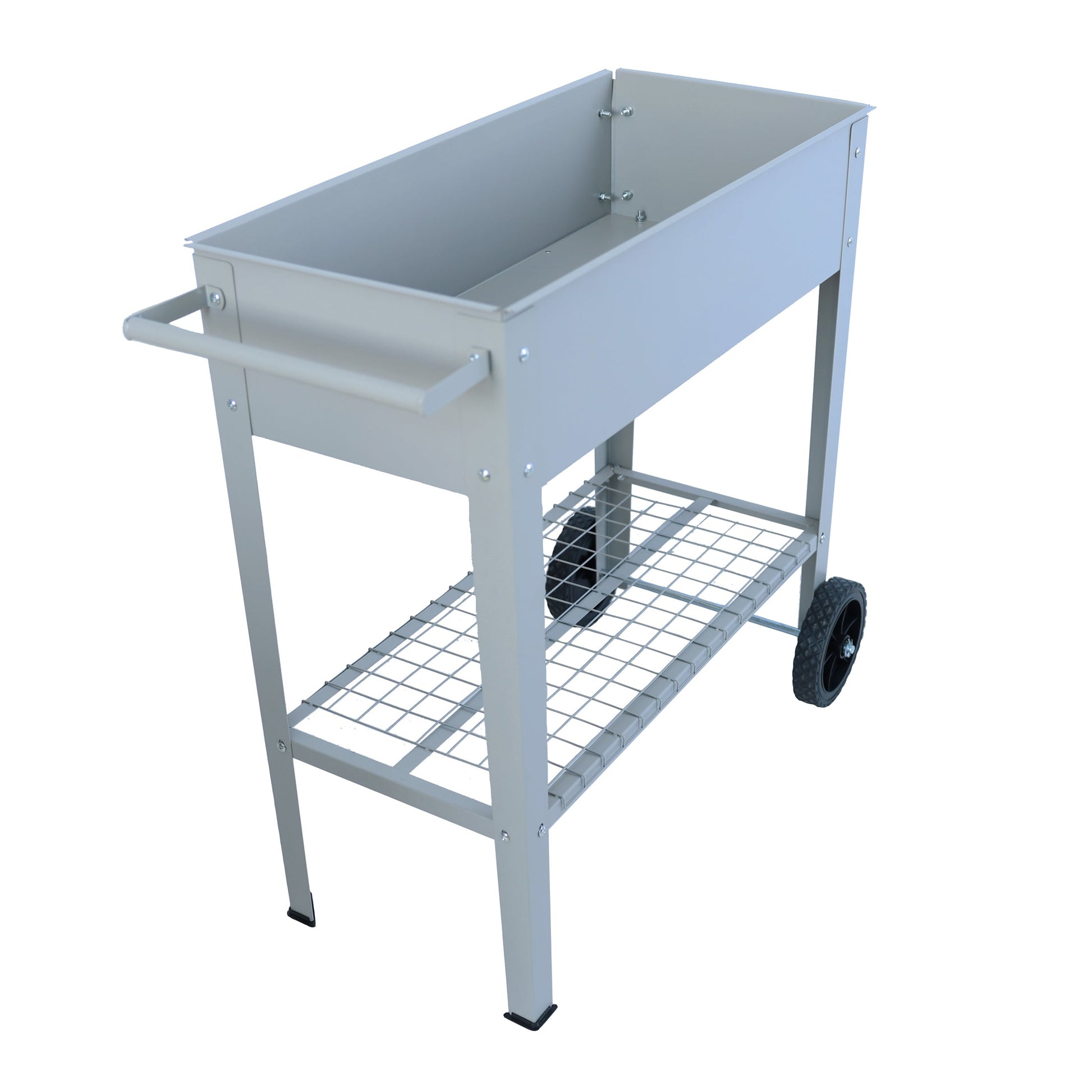 Aveyas mobile metal elevated garden bed cart, with legs, elevated flowerpot box with wheels (gray) - Korvel