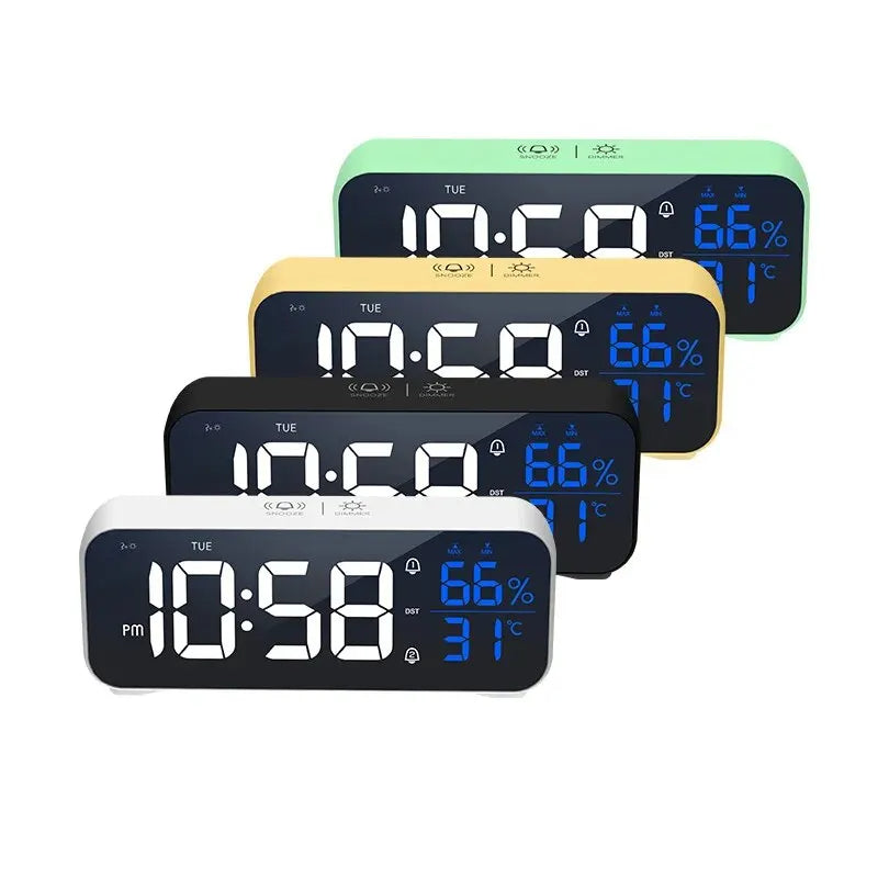 Reloj despertador digital LED de música premium con control por voz