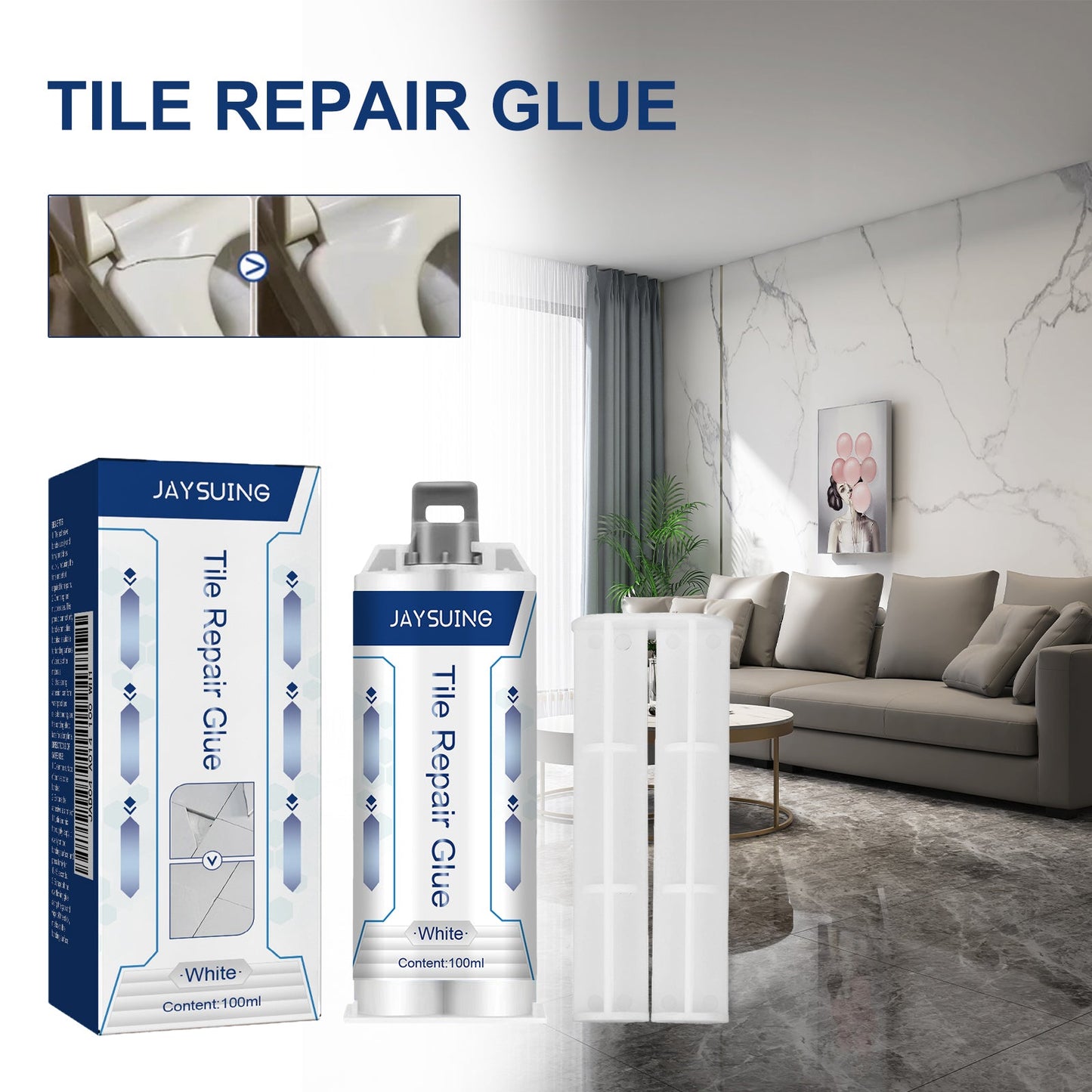 Pegamento de Fundición Transparente e Impermeable para Reparación de Azulejos