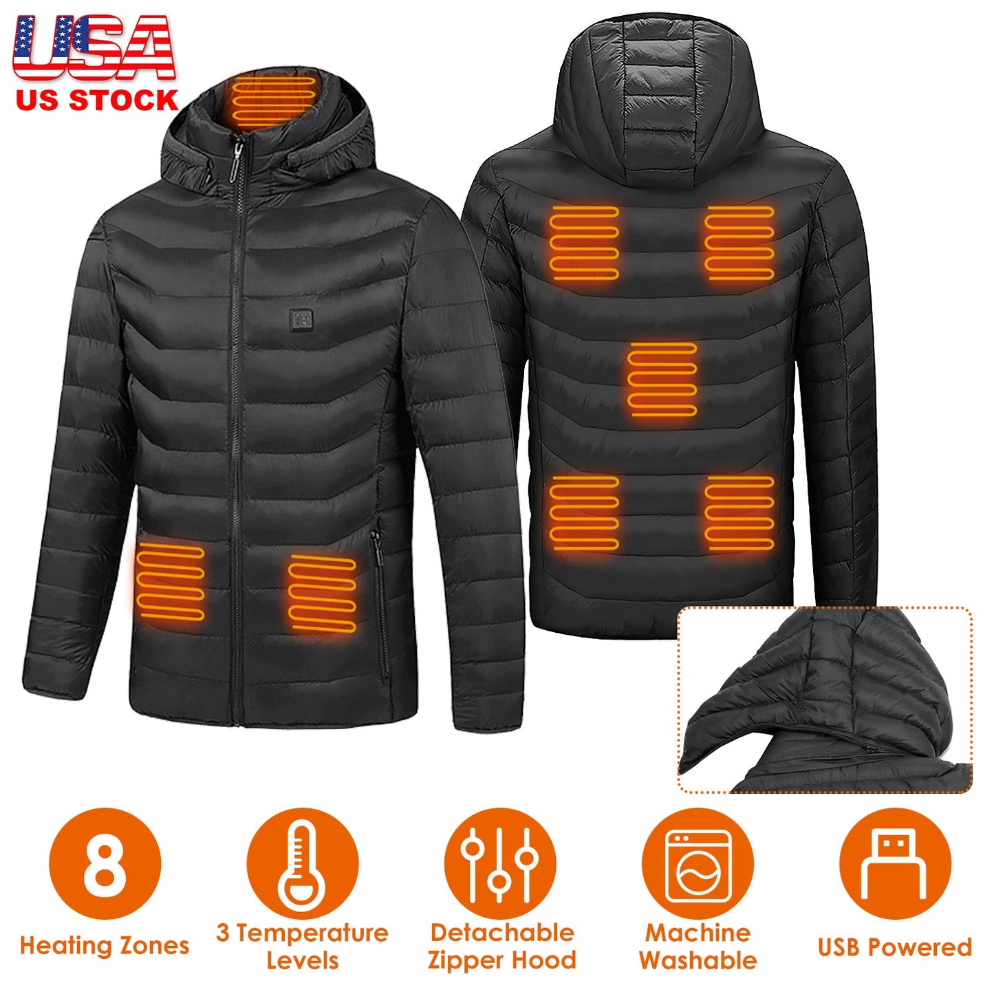 Chaqueta Térmica Gbruno - Abrigo Ligero de Invierno con 3 Niveles de Calor