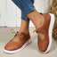 Round toe front strap solid color casual single shoe for women - Korvel