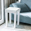 ON-TRANS glass mirror edge table, easy to assemble crystal design and adjustable height leg edge table, silver - Korvel