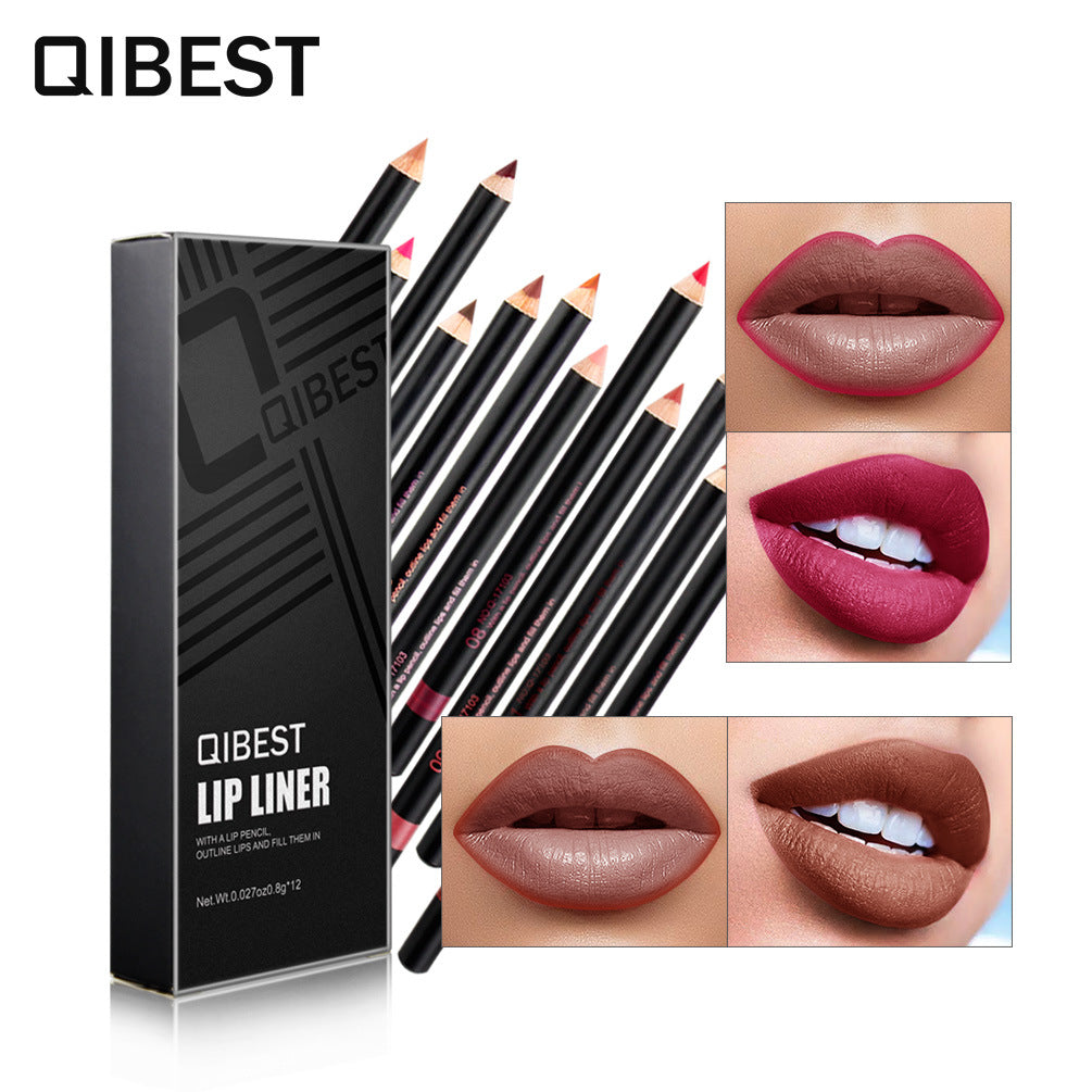 Conjunto de Lápices Labiales Impermeables QIBEST - 12 Colores