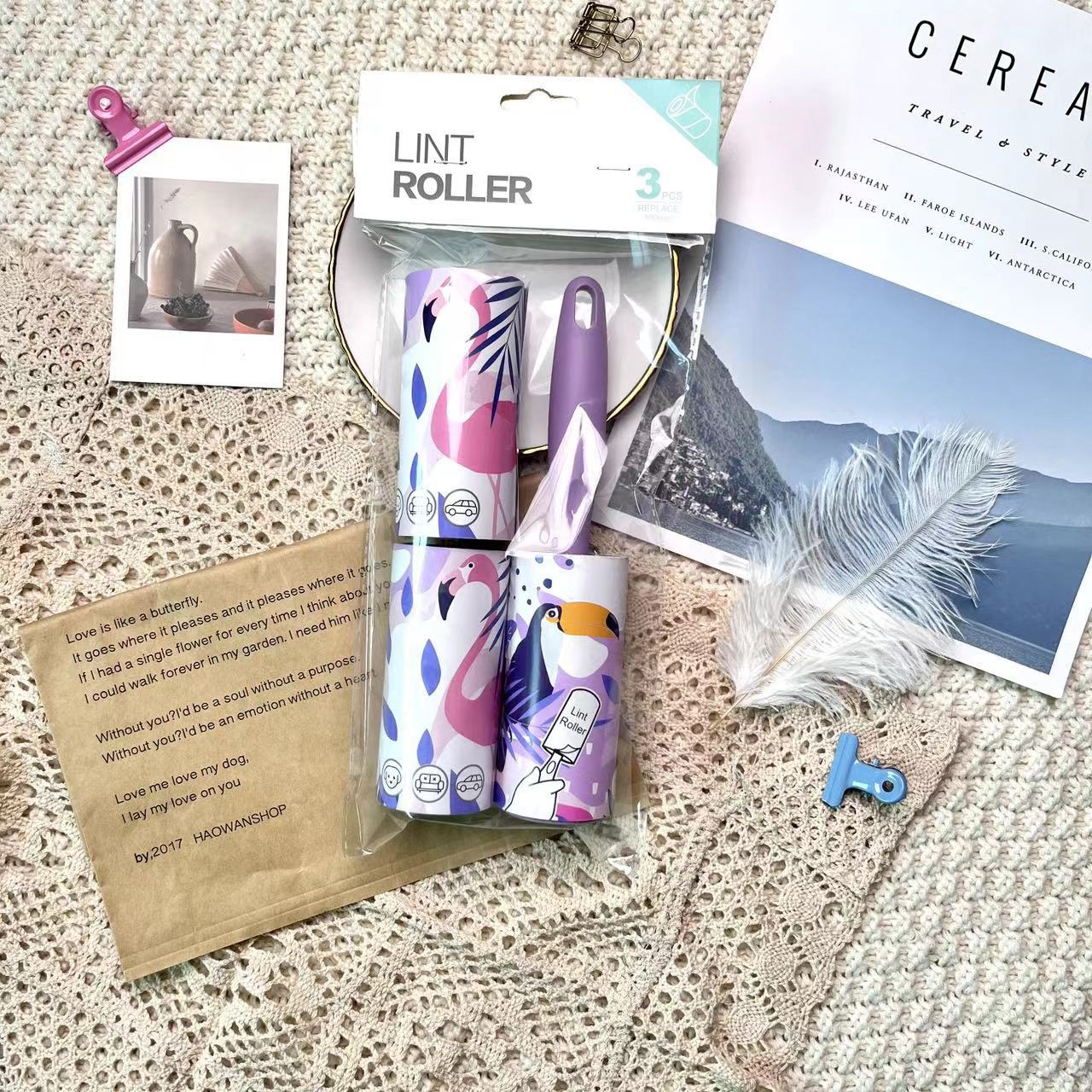 Cartoon pattern lint remover lint roller dust removal paper tearable clothing lint remover - Korvel