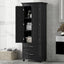 Tall Storage Cabinet with Two Drawers for Bathroom/Office, Black - Korvel