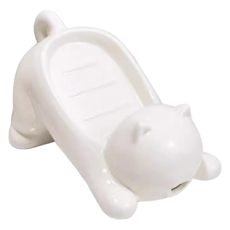 Cat soap box bathroom products bathroom accessories soap dish soap box cute pet cat drainage basket anti slip - Korvel