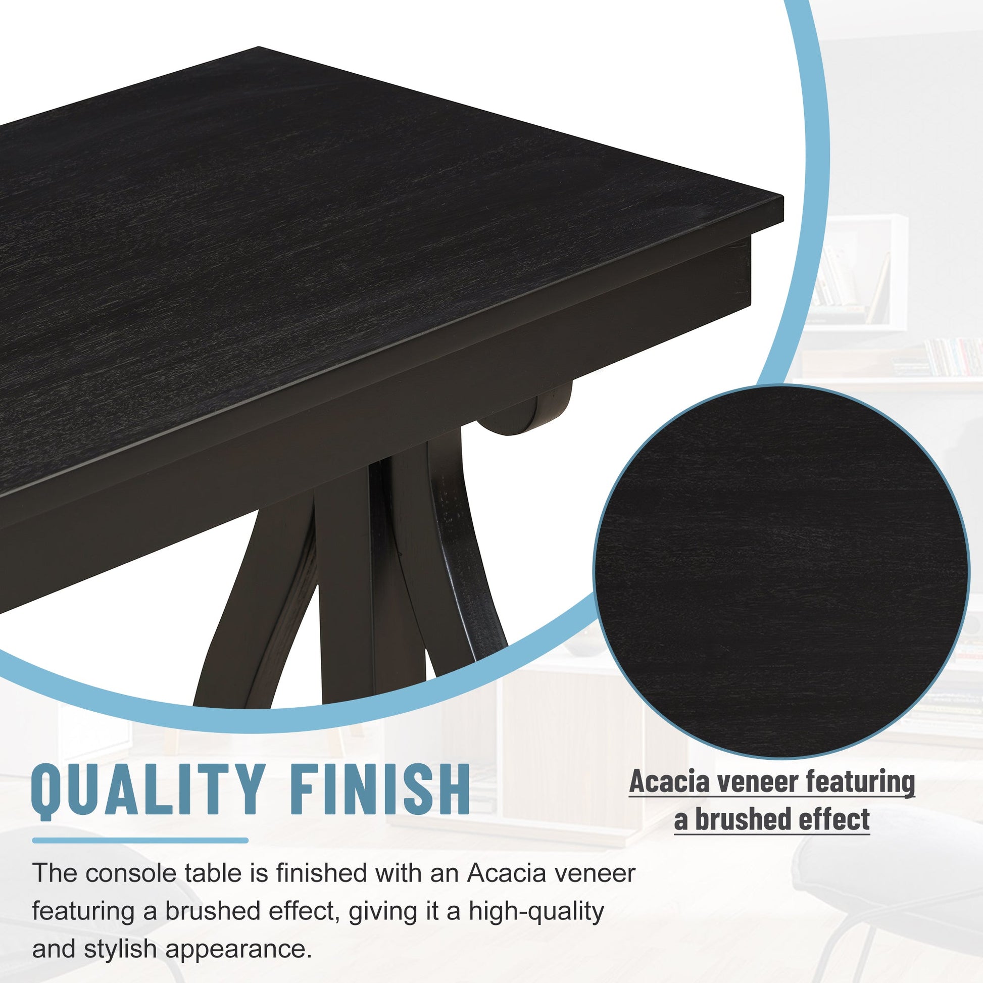 48-Inch Rustic Vintage Console Table --- Farmhouse Style Entryway Table with Open Shelf and Sturdy Construction (Black) - Korvel