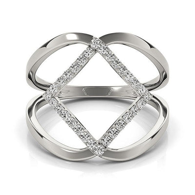 14k White Gold Interlaced Design Diamond Engagement Ring