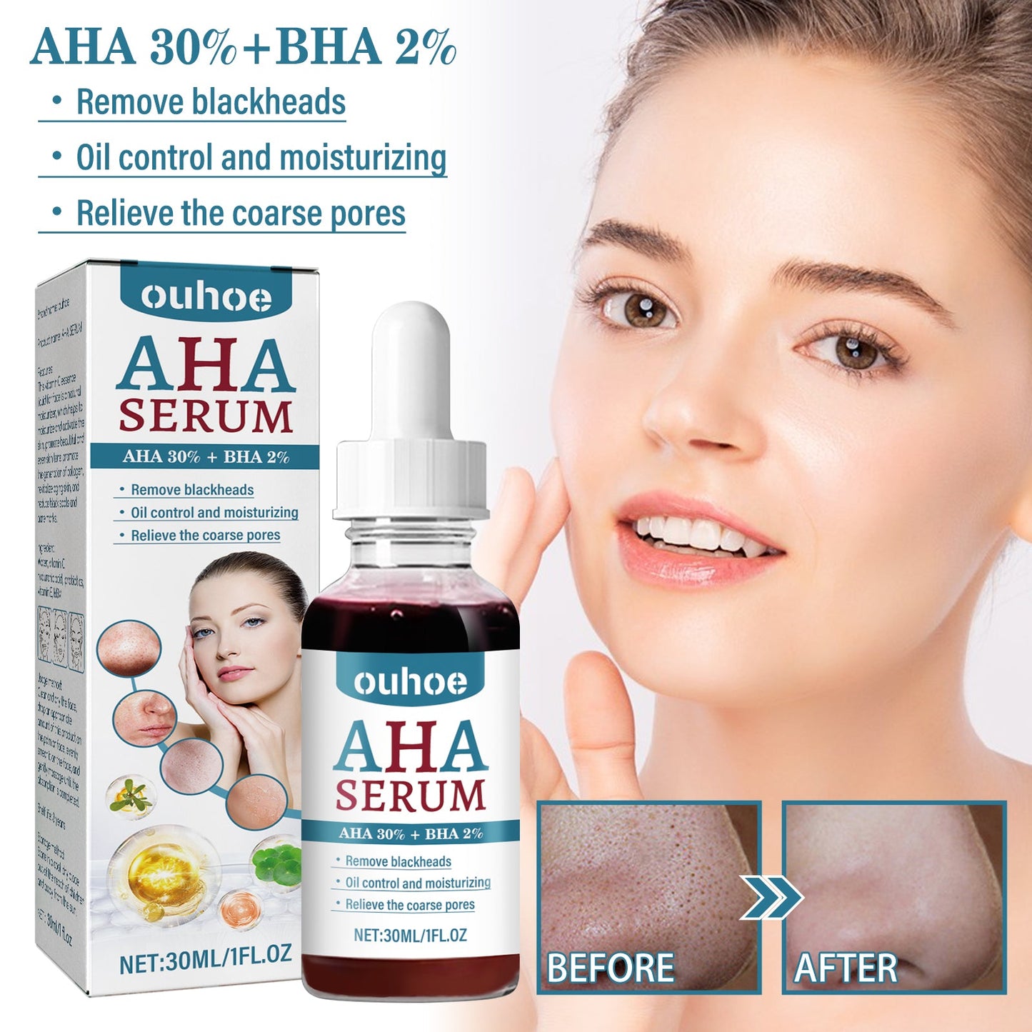 AHA Hydrolytic Extract, Smooths Fine lines, Tights Pores, Moisturizes Brightening And Repairing Skin Essence - Korvel