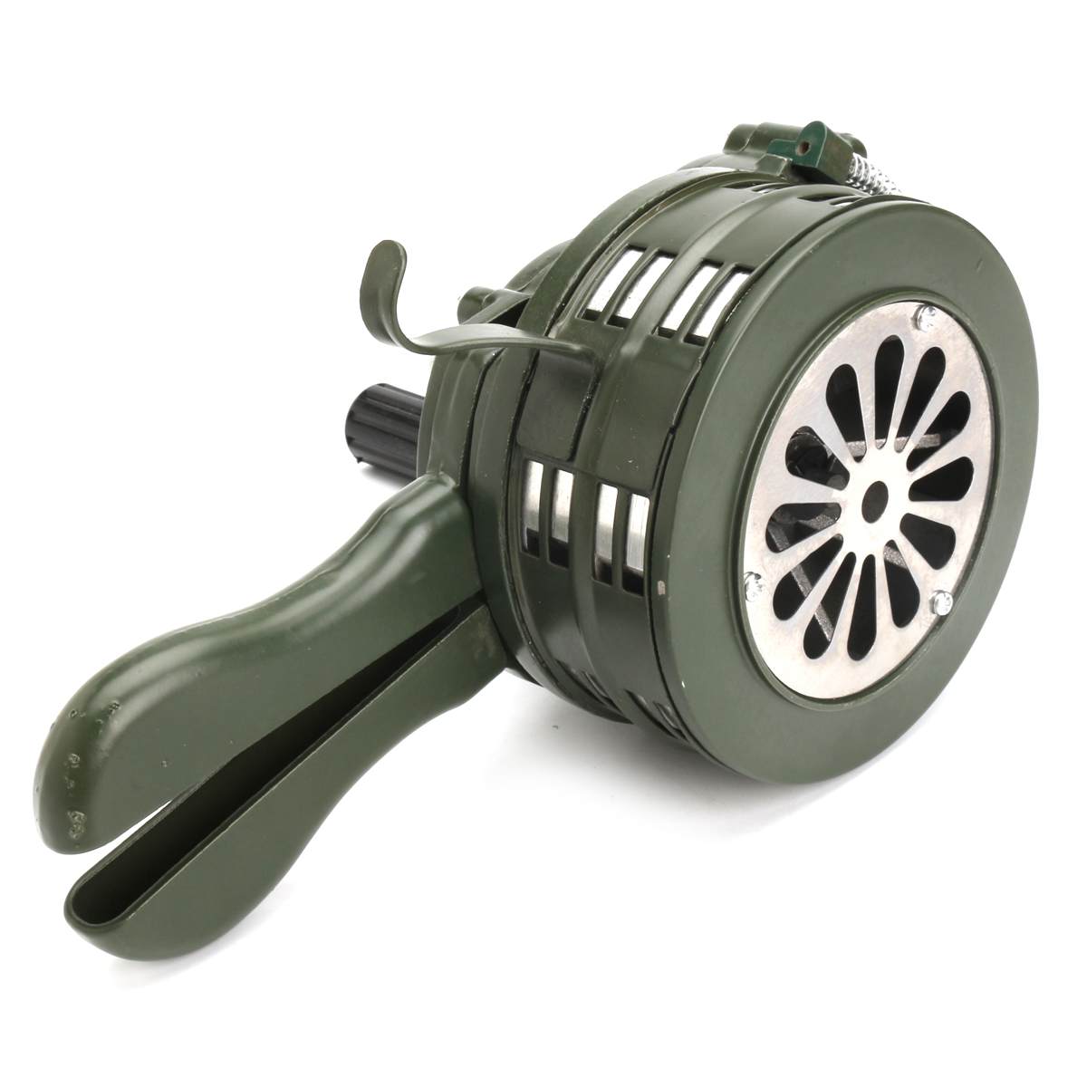 110dB Green Aluminium alloy Crank Hand Operated Air Raid Emergency Safety Alarm Buzzer Home Self Protection Security - Korvel