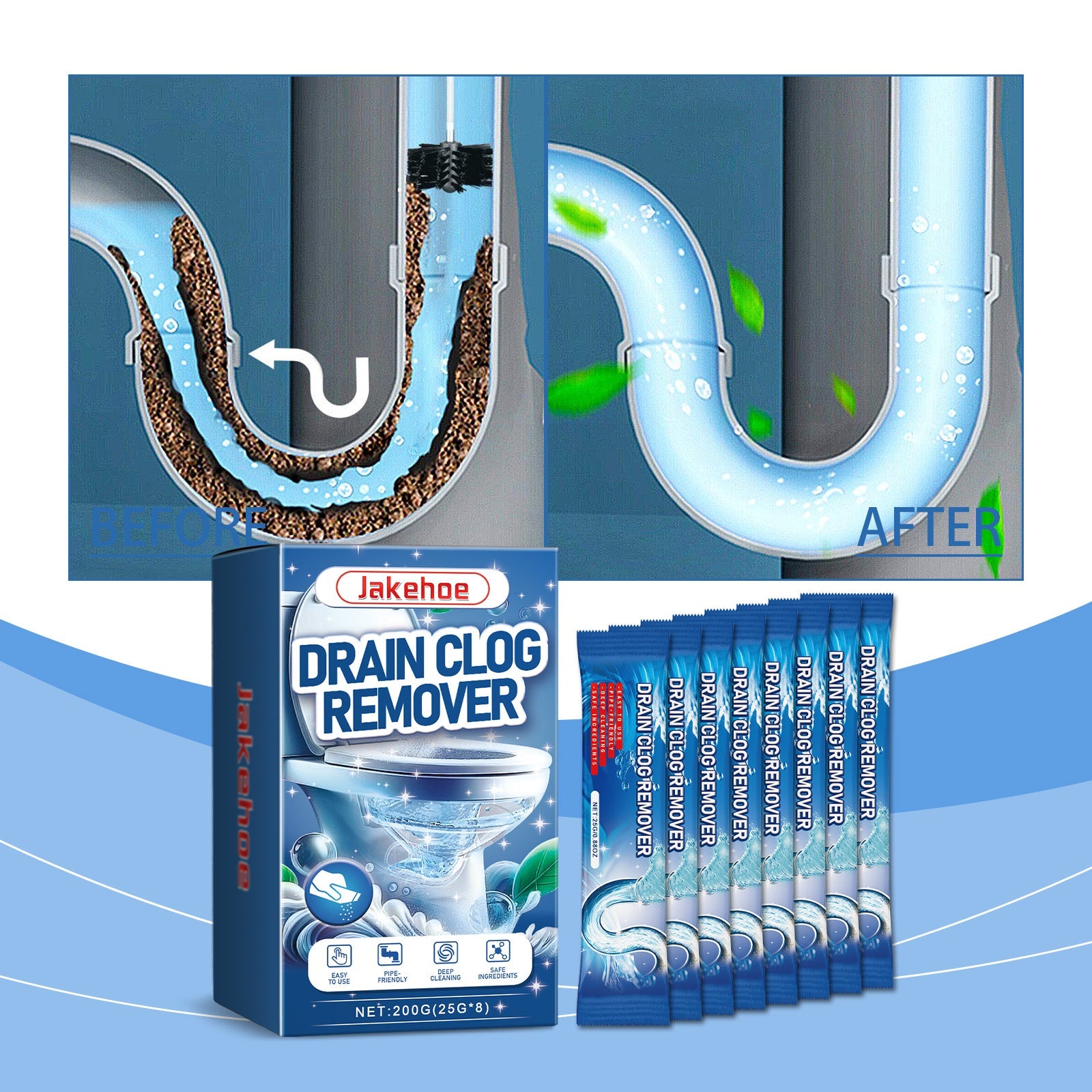 Pipe Dredging Powder, Toilet Pipe Toilet Floor Drain Kitchen Drain Clogged Dredging Powder - Korvel