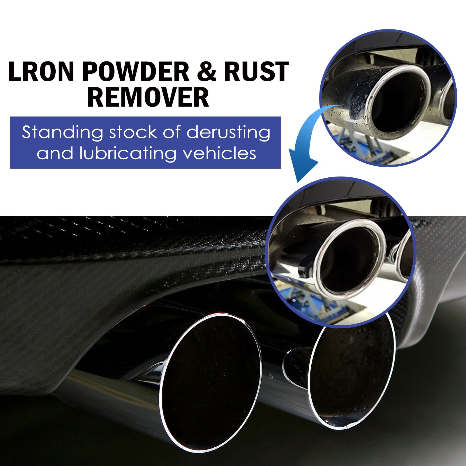 Lron Powder & Rust Remover, Multi-Functional Metal Rust Remover For Automobile And Motorcycle Exhaust Pipe Rust Renovation Maintenance - Korvel