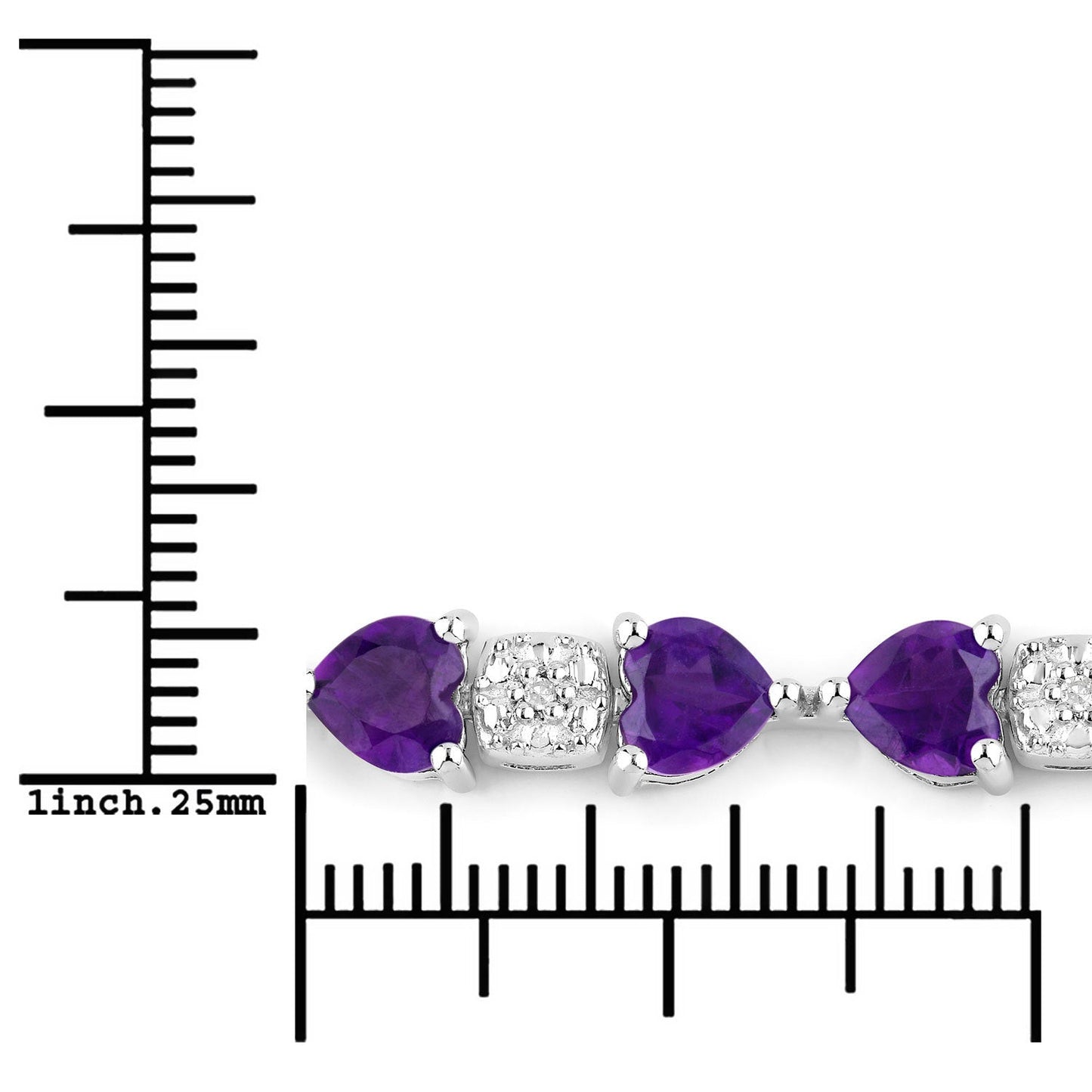 9.56 Carat Genuine Amethyst & White Diamond Sterling Silver Bracelet
