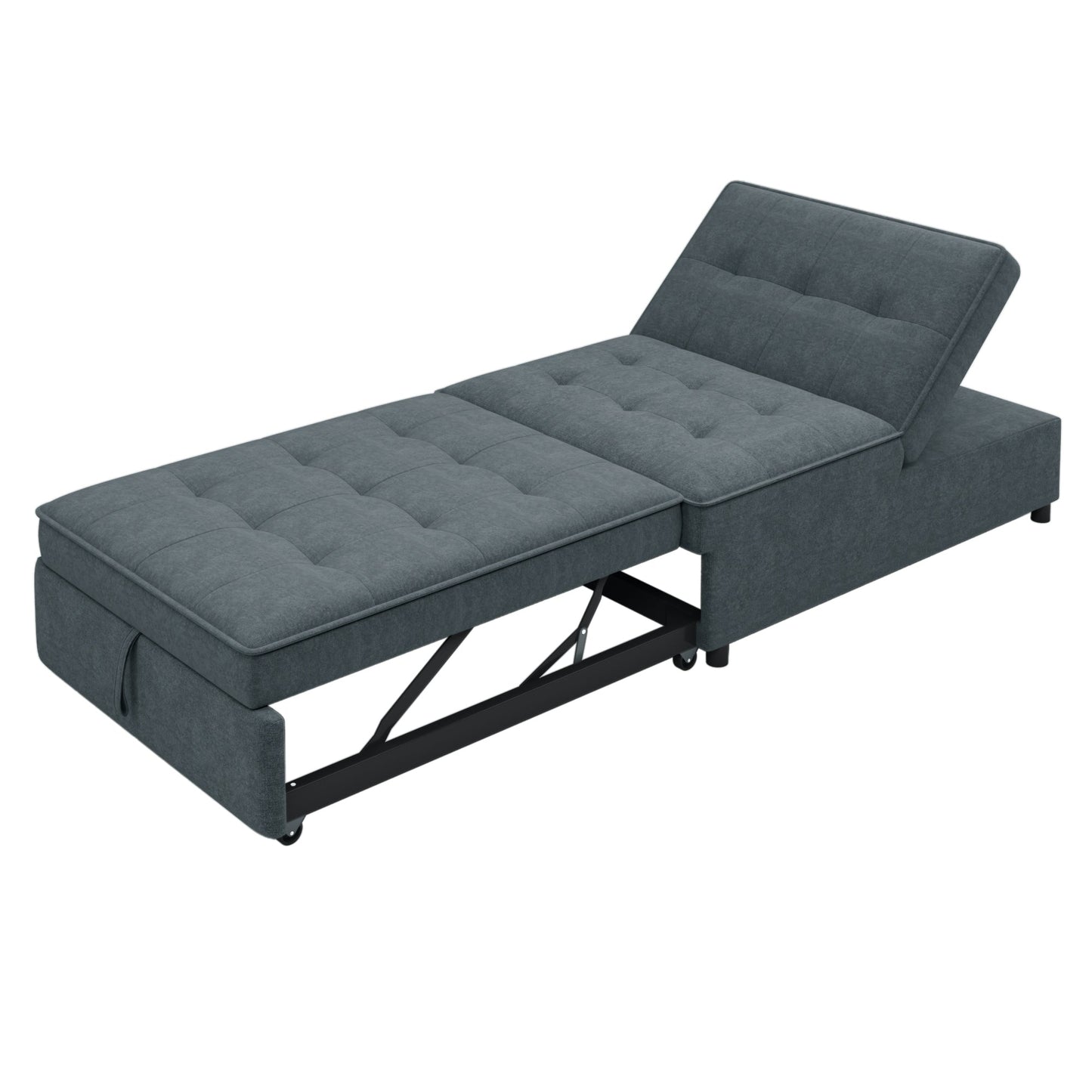 Four in one sofa bed, chair bed, multifunctional folding Ottoman bed with storage bag and USB port, dark blue - Korvel