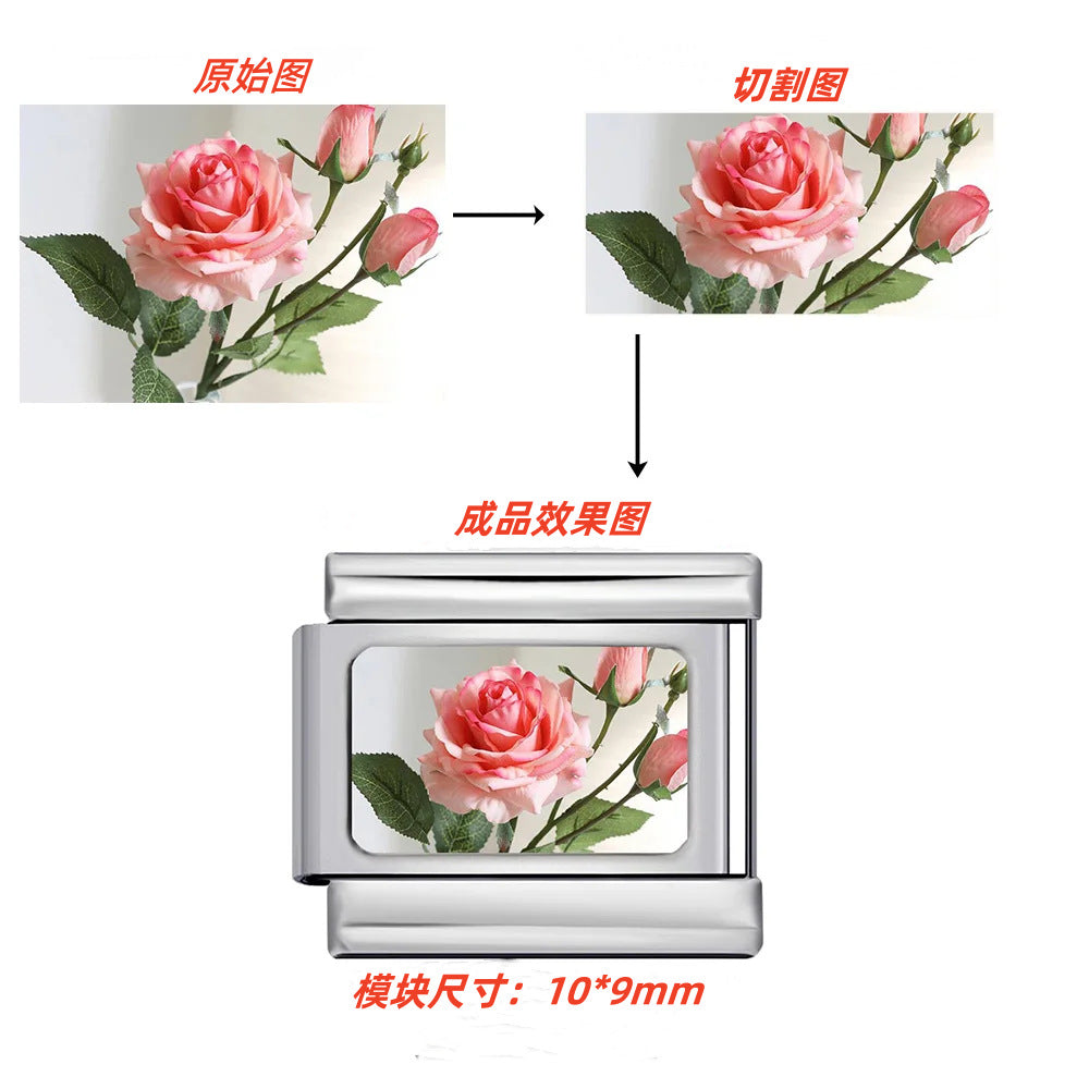 DIY Personalized Photo Picture Frame Making Titanium Steel Watch Band Chain Fashion Splicing Modular Bracelet - Korvel