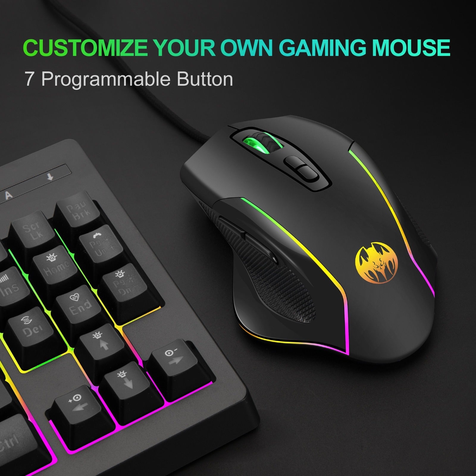Wireless charging illuminated gaming mouse with anti sleep function automatic cursor movement to prevent computer screen lock - Korvel