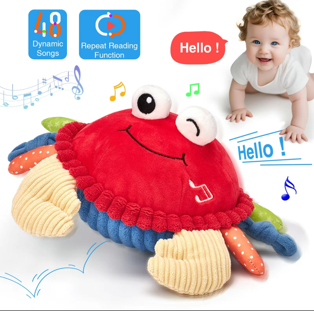 Cangrejo Musical BounceBuddy - Juguete de Peluche Interactivo