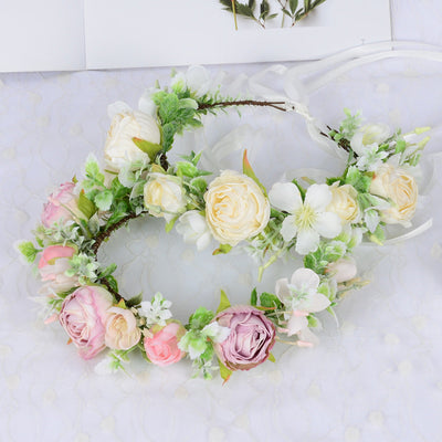 Hawaiian Wreath Wreath Simulation Flower Headwear Forest Fairy Girl Style Scenic Area Photo Headflower - Korvel