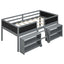 Twin Size Low Loft Bed with Two Movable Shelves and Ladder,with Decorative Guardrail Chalkboard,Gray - Korvel