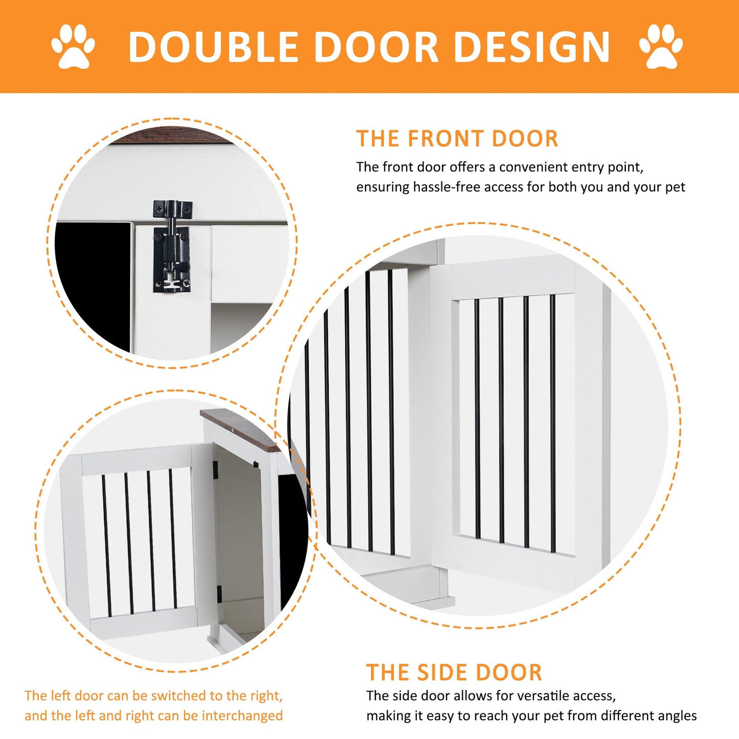 Elegant Doodle Dog Crate with Dual Doors - White