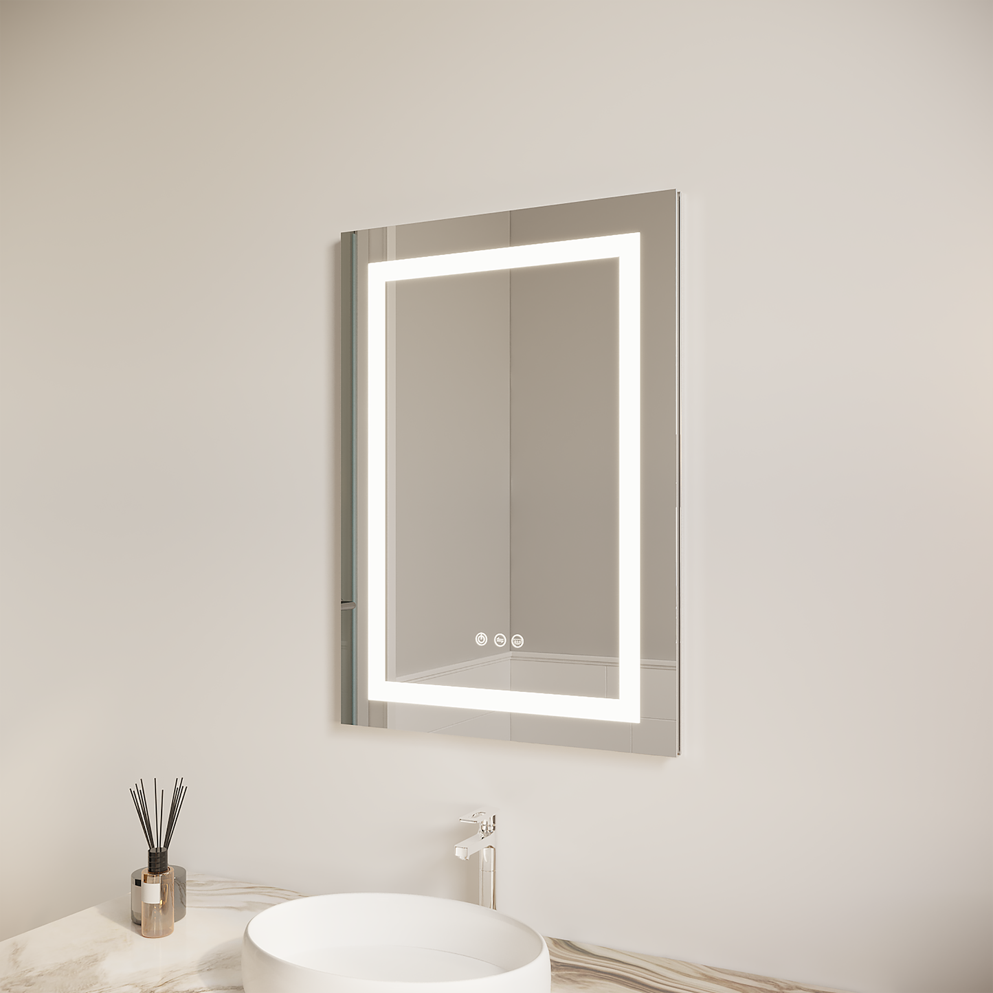 26x20 inch(Left Door) bathroom medicine cabinet with LED mirror 3000K~6000K single door lighting bathroom cabinet with touch switch adjusta - Korvel