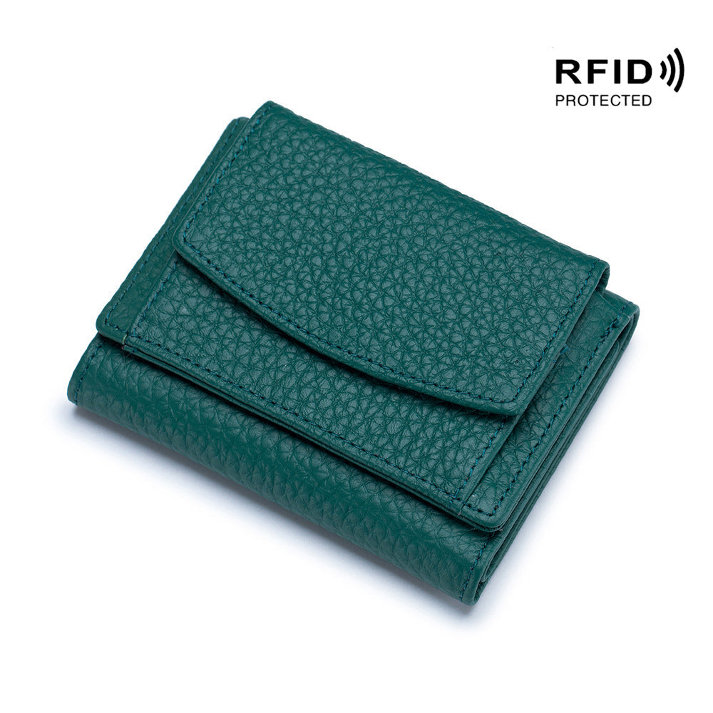 Cartera Mini de Cuero Genuino para Mujeres con Protección RFID