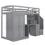 Cama loft tamaño twin con armario y almacenamiento en gris