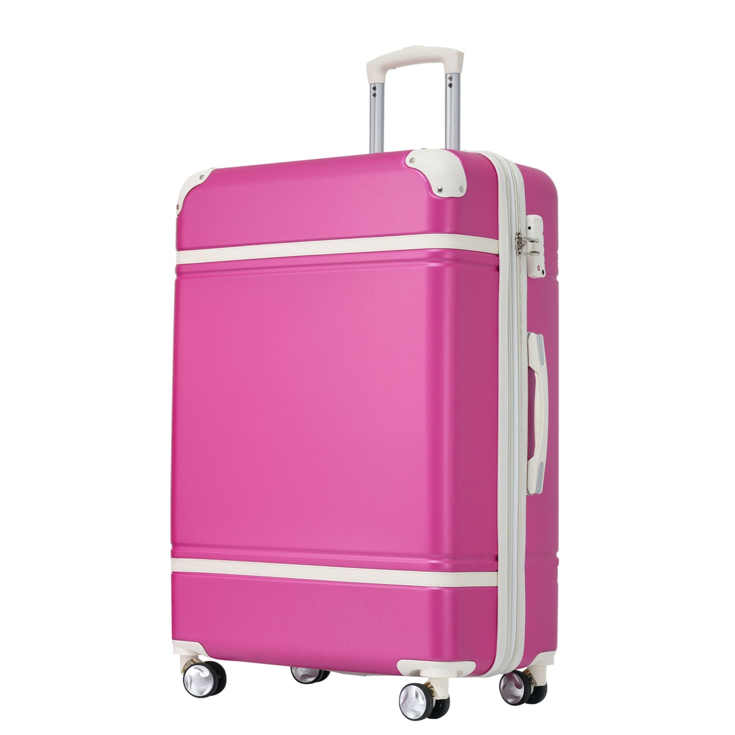 24 IN Luggage 1 Piece with TSA lock , Expandable Lightweight Suitcase Spinner Wheels, Vintage Luggage,Pink - Korvel