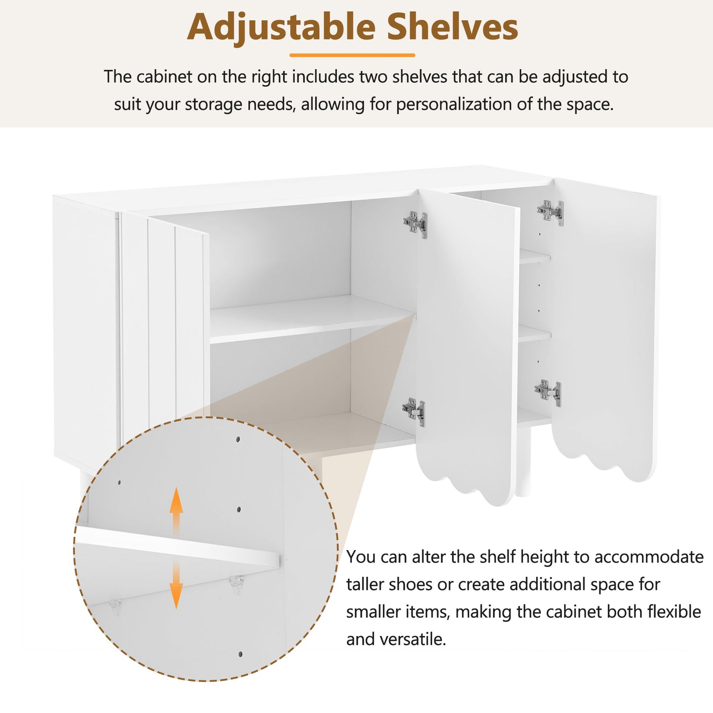 ON-TRANS Cream Style Shoe Cabinet with Adjustable Legs