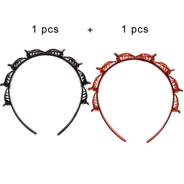 Black Braider Hair Clip Burst Pin Hairdo Bring Hair Hoop Multi-storey Wisp Air Weave Head Hoop Styling Tool - Korvel
