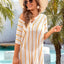 Angel Wings Openwork V-Neck Short Sleeve Cover Up - Korvel