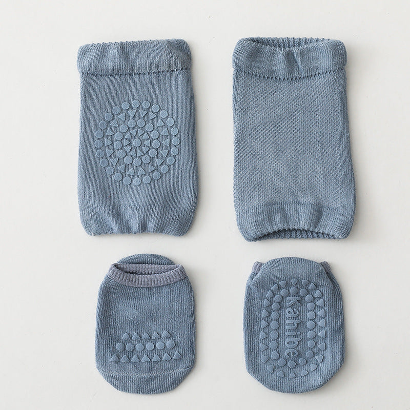 Summer New Knee Pad Socks Set Knee Pad Baby Floor Socks Set Toddler Socks Baby Non-Slip Crawling Sports Protection - Korvel
