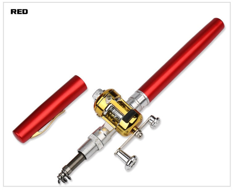 Portable Pocket Telescopic Mini Fishing Rod Pole Pen Shape Folded Fishing Rod With Reel Wheel For Outdoor River Lake Fishing - Korvel