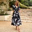 Vestido Largo de Manga Corta con Estampado y Escote en V para Verano