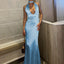 Elegant White Satin Halter Dress