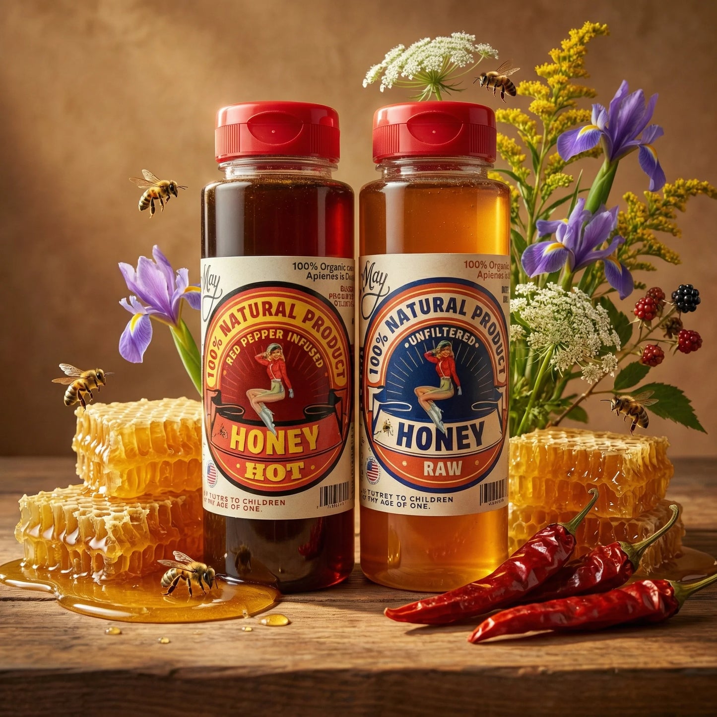 Dúo de Miel Cruda y Miel Picante - Set de Regalo de 2 Paquetes