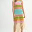 Vestido de ganchillo de múltiples colores con flecos para mujeres