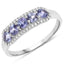 Anillo de 0.61 quilates de tanzanita genuina y diamantes blancos en oro blanco de 14K