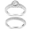 Anillo de Compromiso con Halo de Diamantes de Plata Esterlina .925 1/2 Ctw Conjunto Nupcial