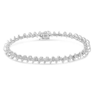 Bracelet de tennis en argent sterling .925 avec diamants Miracle-Set de 1/2 Cttw