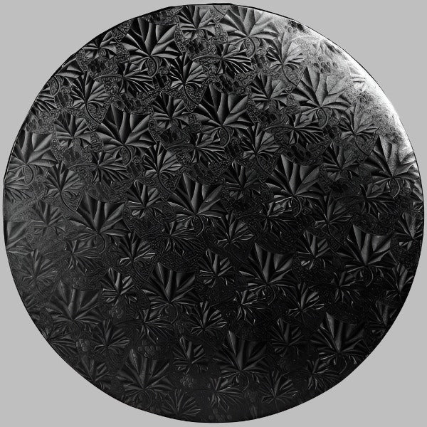 Cake Board - 14" Rd Black Wrap - (Foldunder) - Korvel