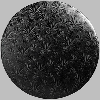 Cake Board - 14" Rd Black Wrap - (Foldunder) - Korvel