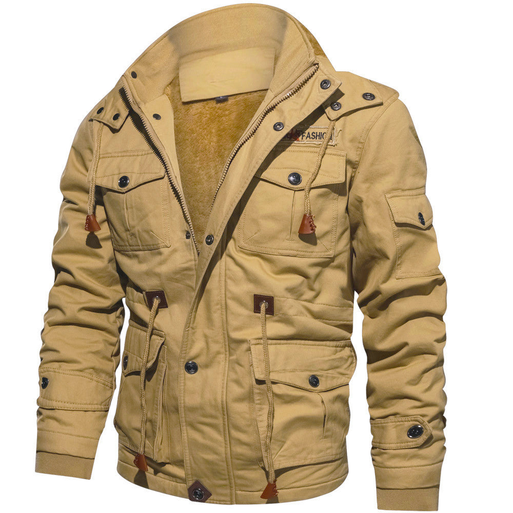 Parka d'hiver zippé pour homme avec capuche détachable