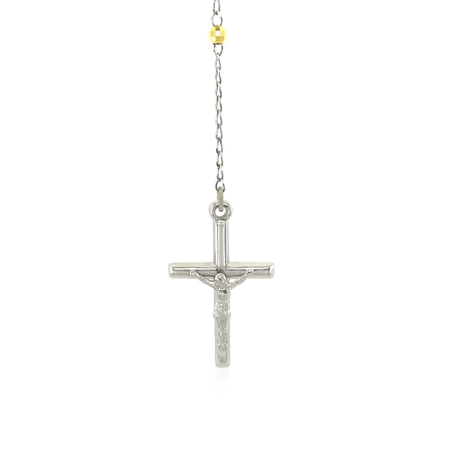 Collar de cadena de rosario de plata esterlina de tres tonos