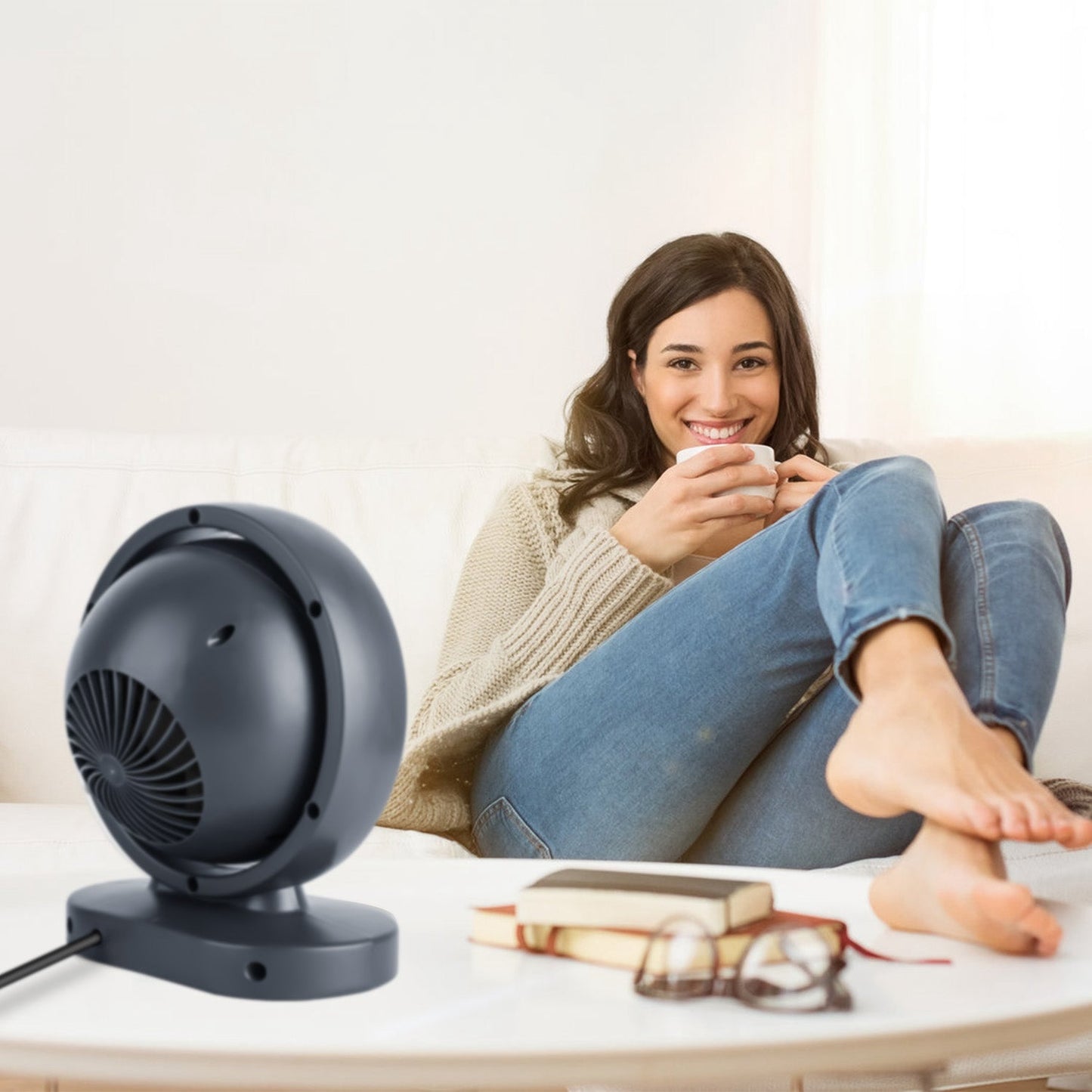 Calentador portátil de 380W con inclinación de 30° y calefacción rápida