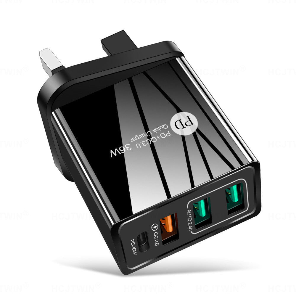 36W PD20W+QC3.0 2.4A dual USB fast charging mobile phone charger 2USB with PD charging head travel charger - Korvel