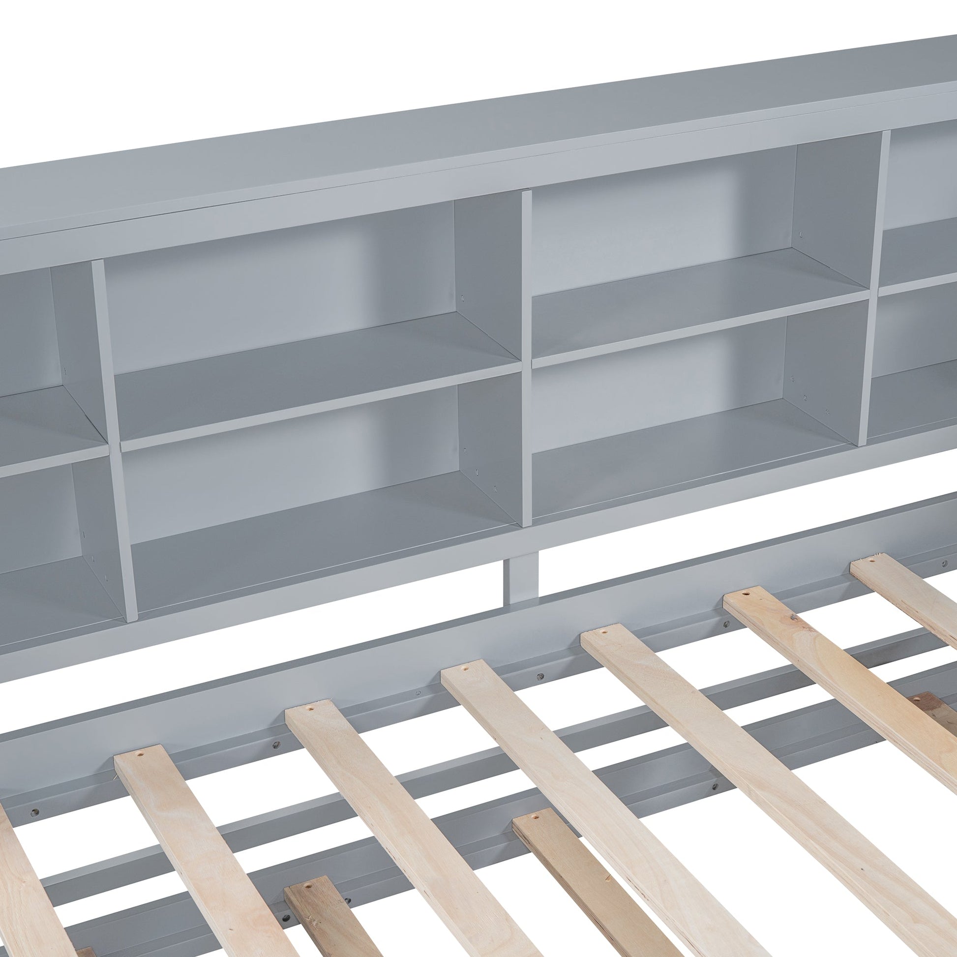 Wooden Twin Size DayBed with Twin Size Trundle, DayBed with Storage Shelf and USB Charging Ports,Grey - Korvel
